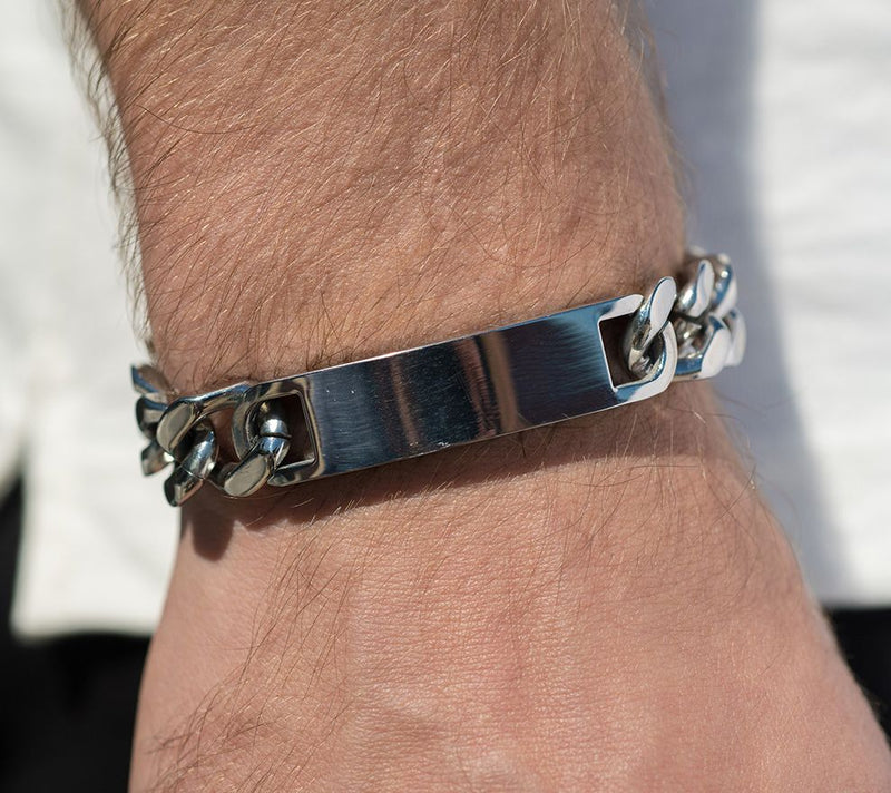 Steel by Design Men's Cuban Lin k ID Bracelet — View 7
