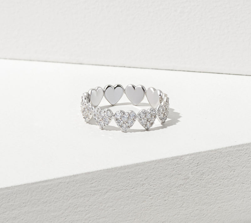 Diamonique 1cttw Pave Heart Eternity Love Band, Sterling — View 4