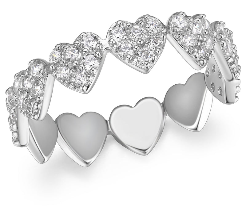 Diamonique 1cttw Pave Heart Eternity Love Band, Sterling — Main view
