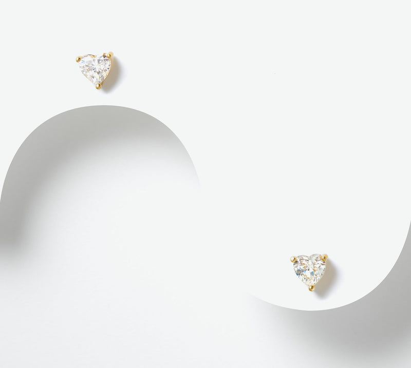 Diamonique 2.60 cttw Heart Stud Earrings, 18K Gold Plated — View 4