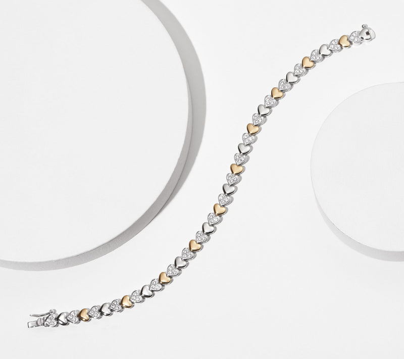 Diamonique Two-Tone Tennis Bracelet — View 4