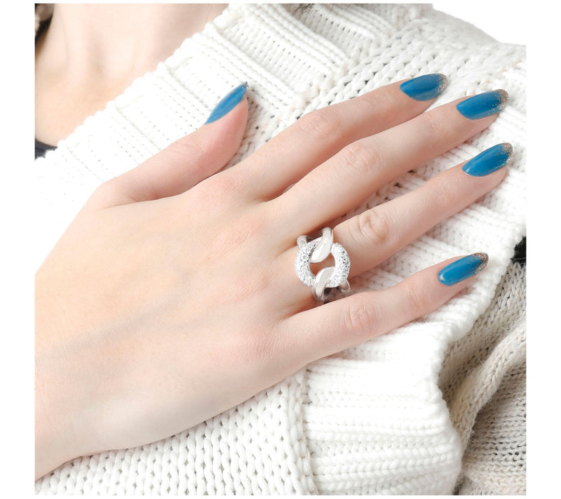 Louis Dell'Olio Pave Curb Link Ring, Sterling Slver — View 4
