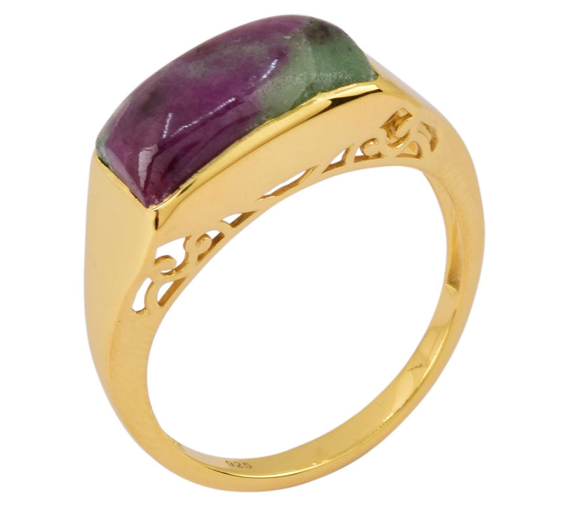 Affinity Gems Ruby Ziosite Ring, 14K Gold Plated — Main view