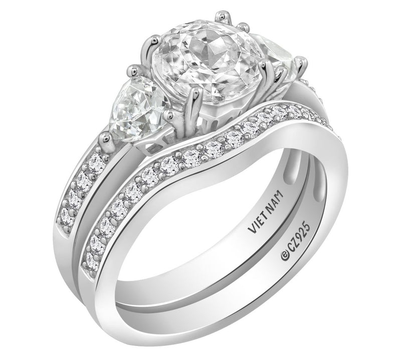 Diamonique 3.35 cttw Bridal Ring Set, S terlingSilver — View 3