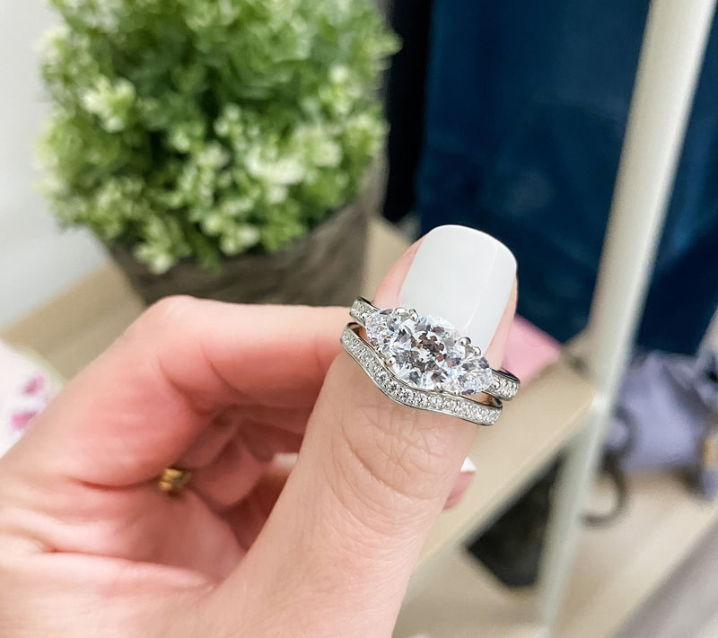 Diamonique 3.35 cttw Bridal Ring Set, S terlingSilver — View 11