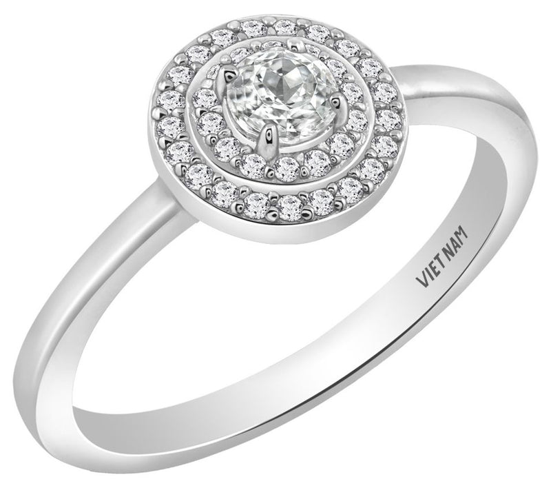 Diamonique 35th Anniversary Double Halo Ring, Sterling — Main view