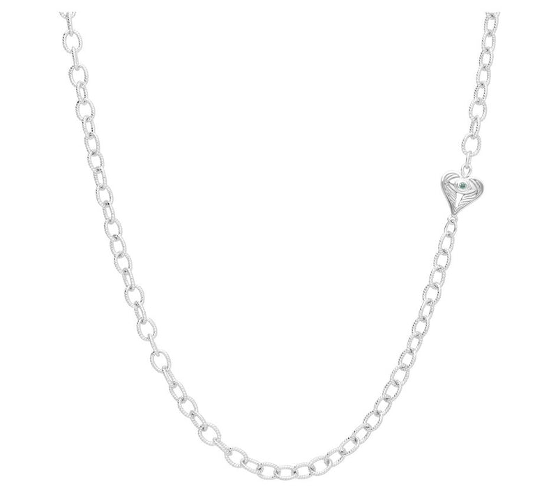 Goddaughters Sterling Silver Birthstone H eart Necklace — View 3