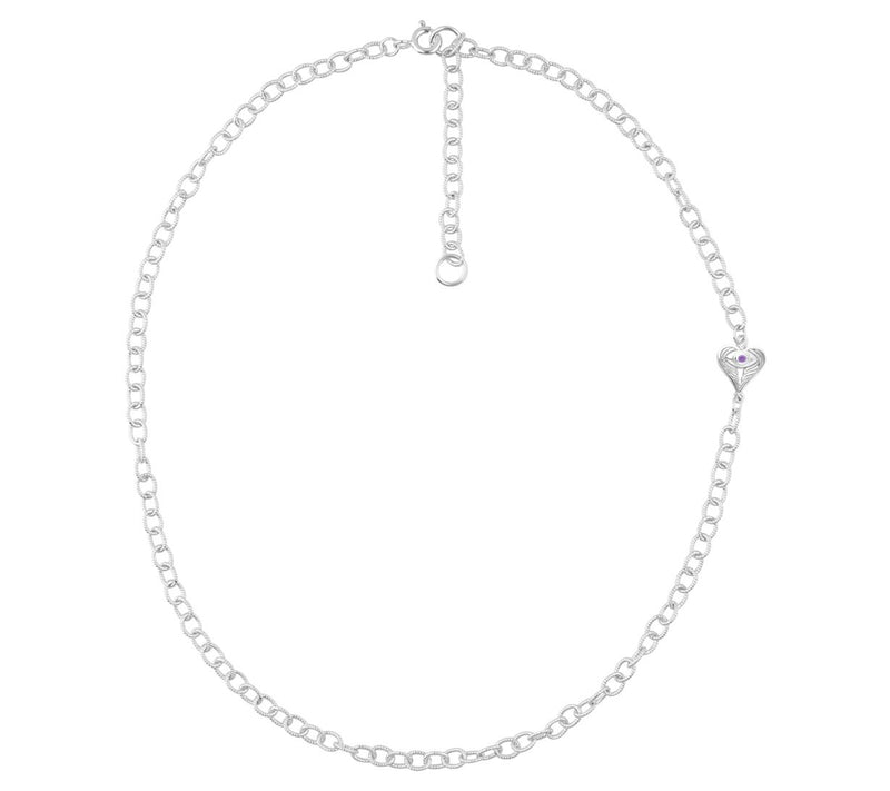 Goddaughters Sterling Silver Birthstone H eart Necklace — View 26