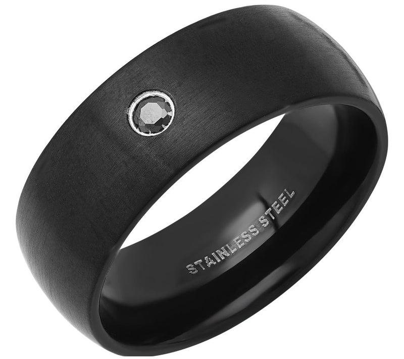 Steel by Design Men's Black Band Ring — View 2