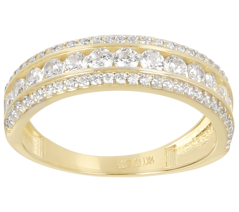 Diamonique 0.75 cttw Triple Row Band R ing, 14KGold — View 5