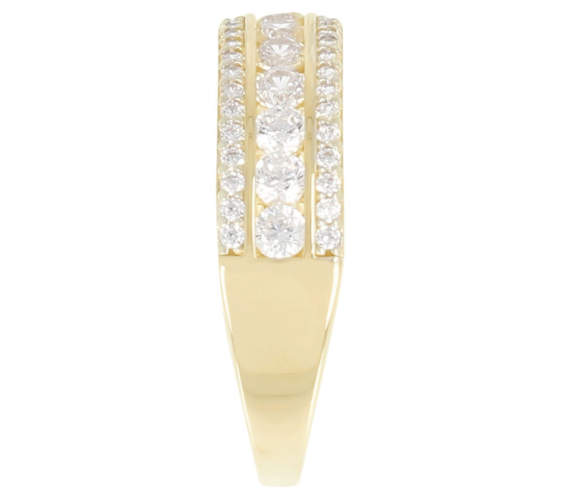 Diamonique 0.75 cttw Triple Row Band R ing, 14KGold — View 6