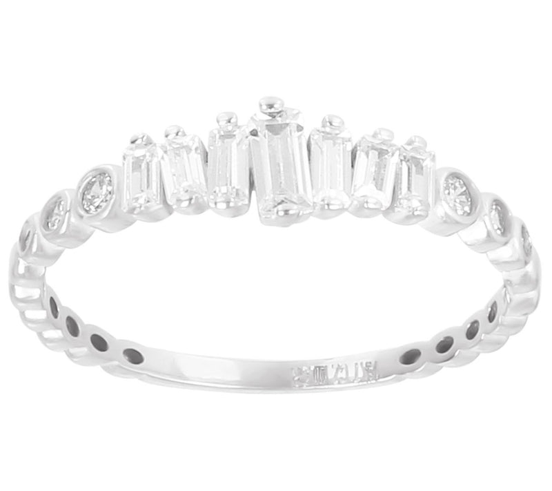 Diamonique 0.25 cttw Baguette Cut Band Ring, 14 K Gold — View 5