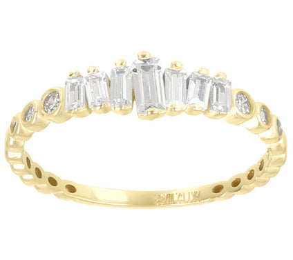 Diamonique 0.25 cttw Baguette Cut Band Ring, 14 K Gold