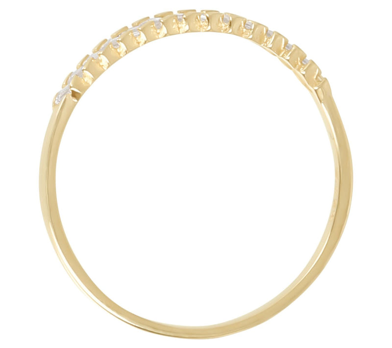Diamonique Slanted Baguette Band Ring, 14K Gold — View 7