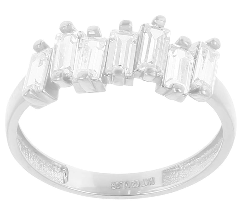 Diamonique 0.65 cttw Scattered Baguette Band Ri ng, 14K Gold — Main view