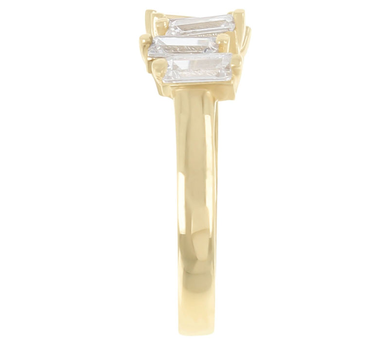 Diamonique 0.65 cttw Scattered Baguette Band Ri ng, 14K Gold — View 6