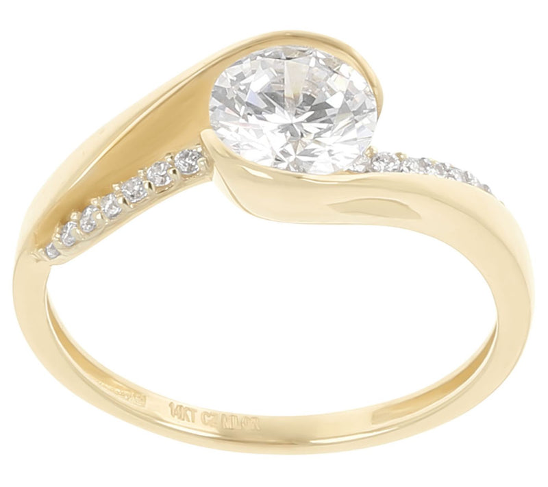 Diamonique 0.90 cttw Bypass Ring, 14K Gold — View 3