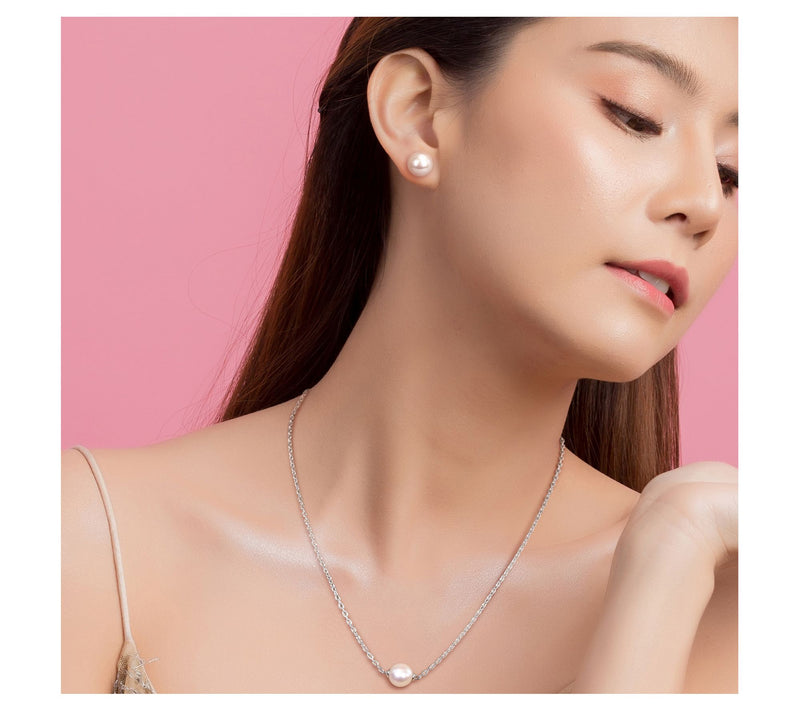 Affinity Cultured Pearl Earrings & Necklace Set , Sterling — View 4