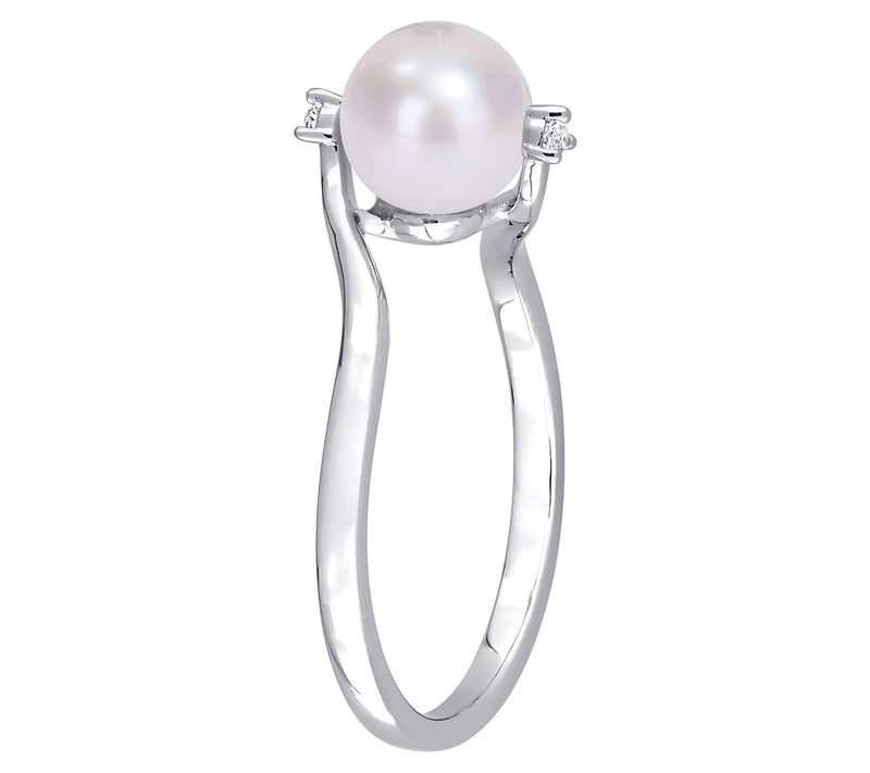 Affinity Cultured Pearl & Created Gemstone Ring , Sterling — View 4