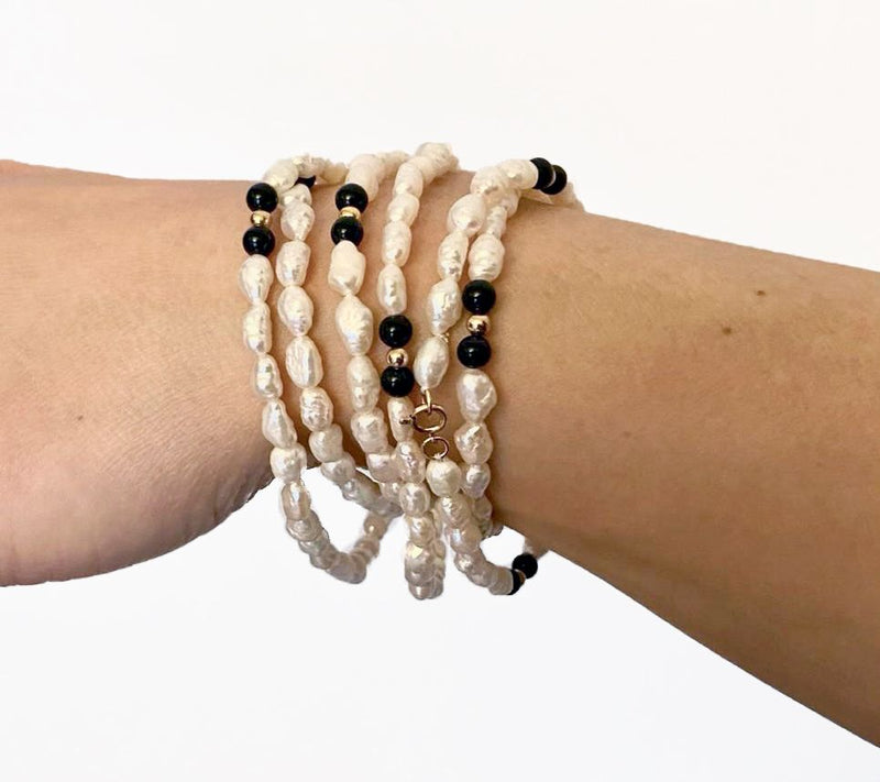 Alkeme 14K Gold Cultured Pearl & Onyx Necklace & Bracelet Set — View 6
