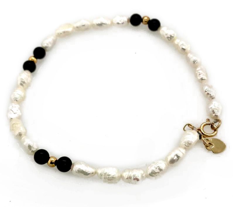 Alkeme 14K Gold Cultured Pearl & Onyx Necklace & Bracelet Set — View 5