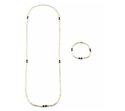 Alkeme 14K Gold Cultured Pearl & Onyx Necklace & Bracelet Set