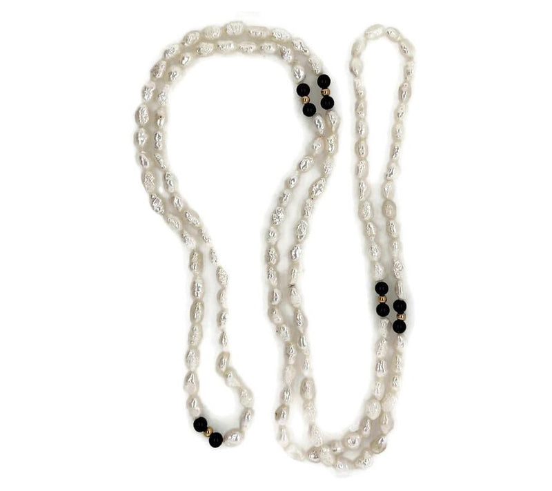 Alkeme 14K Gold Cultured Pearl & Onyx Necklace & Bracelet Set — View 4
