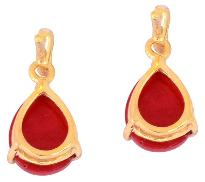 Affinity Gems Red Coral & Diamond Earrings, 14 K Gold Plated — View 6