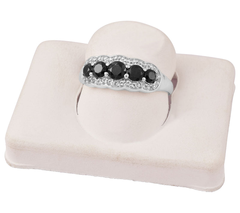Affinity Gems Black Spinel & White Topaz Ring, Sterling Silver — View 8
