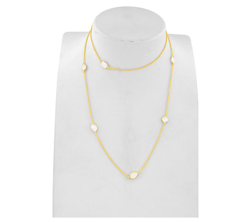 Affinity Gems Moonstone Station Necklace, 14K Gold Plated — View 7