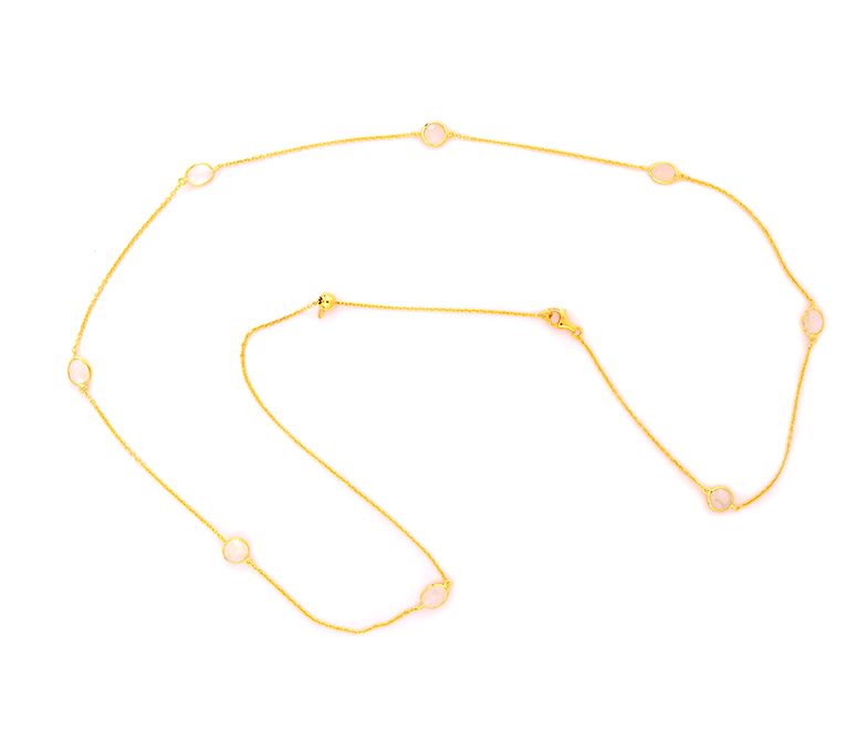 Affinity Gems Moonstone Station Necklace, 14K Gold Plated — Main view