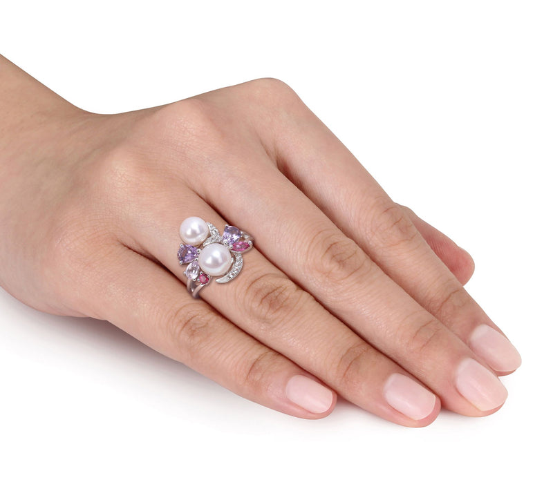 Affinity Cultured Pearl & Multi-Gemstone Ring,terling Silver — View 5