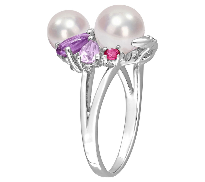 Affinity Cultured Pearl & Multi-Gemstone Ring,terling Silver — View 4