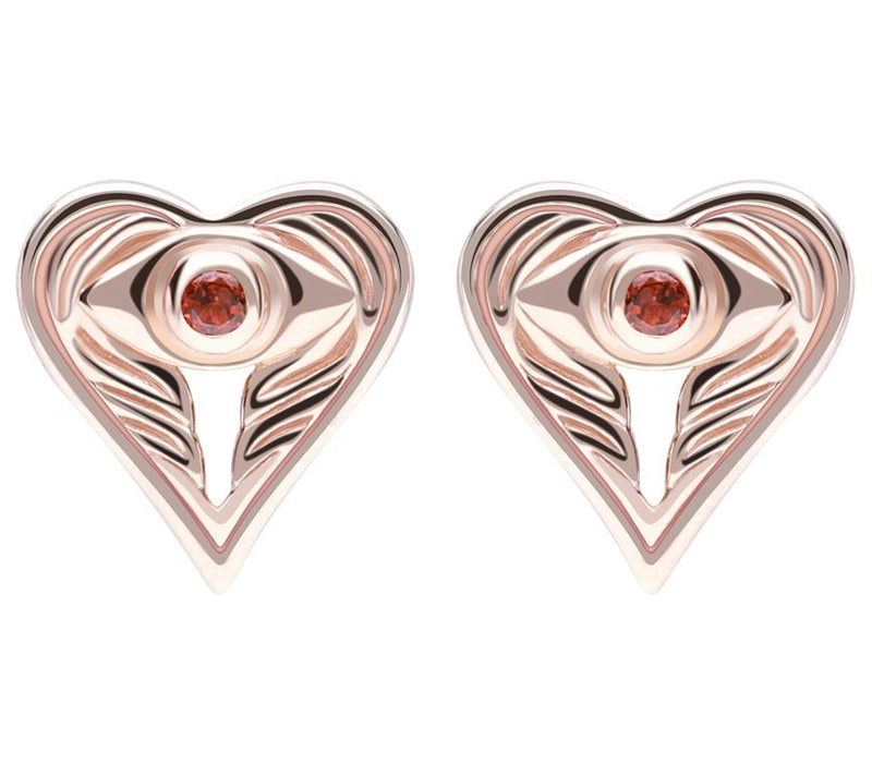 Goddaughters 14K Rose Gold Clad Garnet Angel Ey e Earrings — Main view
