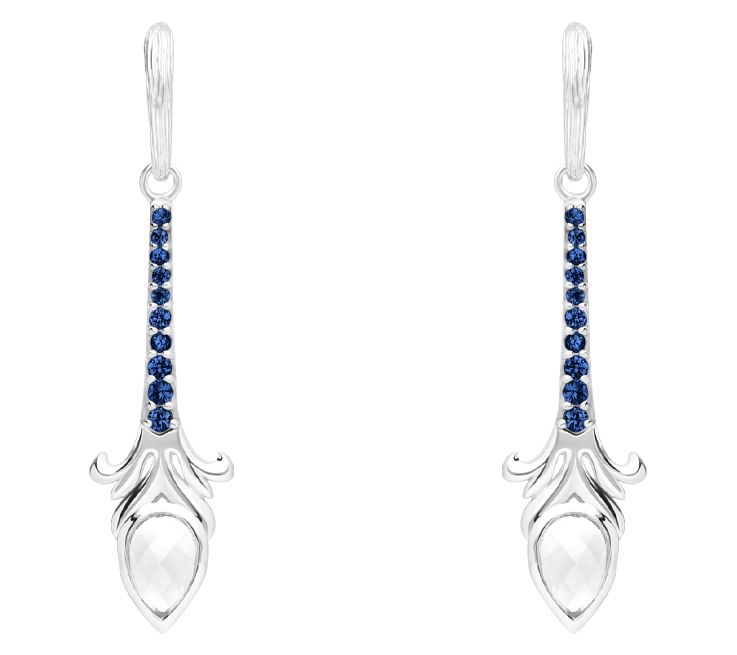 Ariva Sterling Silver White Topaz & Black Sapphire Earrings — View 3
