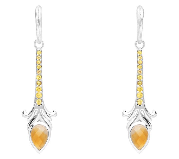 Ariva Sterling Silver Citrine & Yellow Sapphire Earrings — View 3