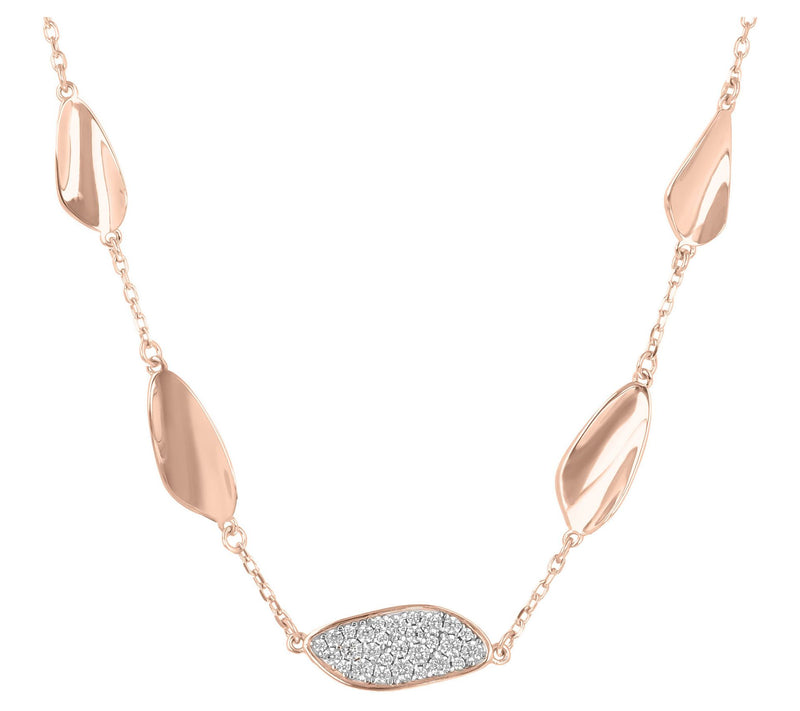 Louis Dell'Olio Sterling Pave & Polished Leaf Ncklace — View 3