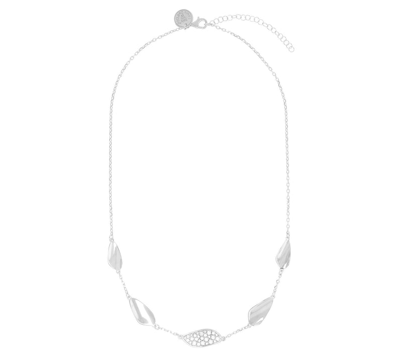 Louis Dell'Olio Sterling Pave & Polished Leaf Ncklace — View 8