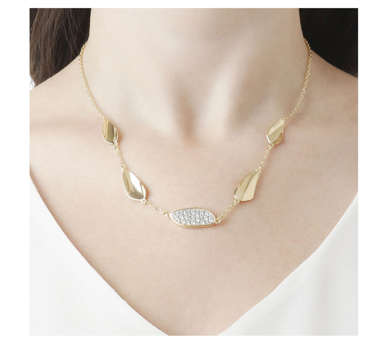 Louis Dell'Olio Sterling Pave & Polished Leaf Ncklace — View 10