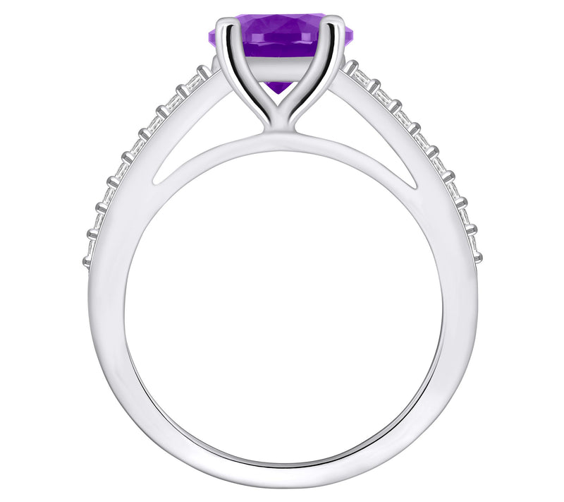Affinity Gems Gemstone & Diamond Ring, 14K Whit e Gold — View 14