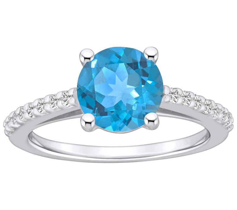 Affinity Gems Gemstone & Diamond Ring, 14K Whit e Gold — View 7