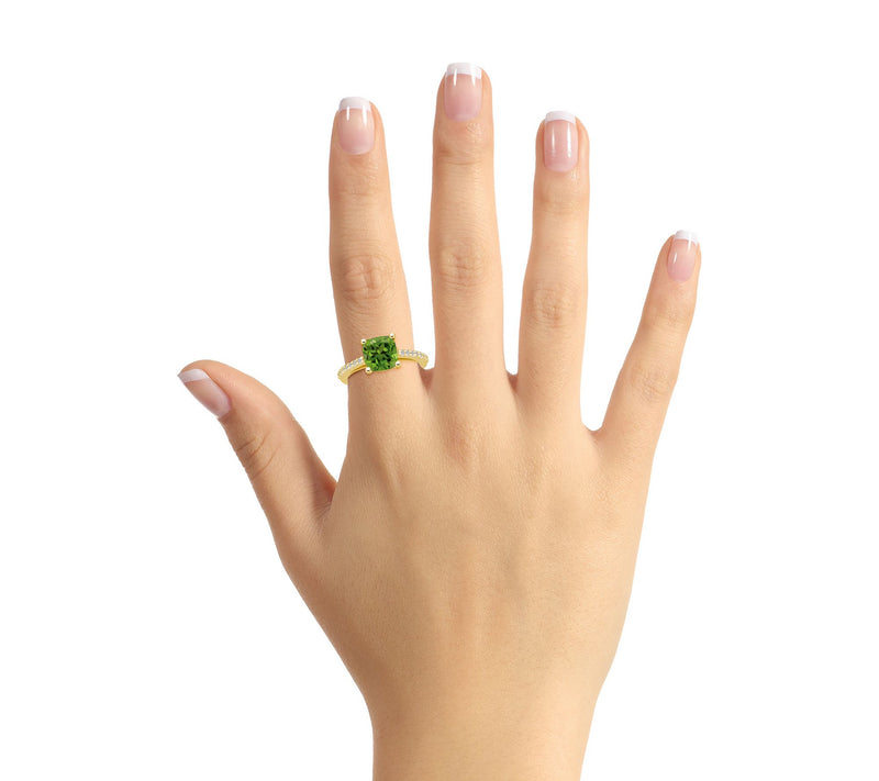Affinity Gems Cushion Gemstone & Diamond Ring, 14K Gold — View 14