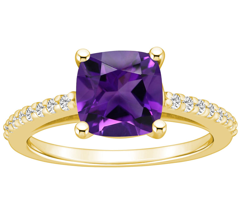 Affinity Gems Cushion Gemstone & Diamond Ring, 14K Gold — View 3