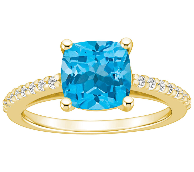 Affinity Gems Cushion Gemstone & Diamond Ring, 14K Gold — View 5