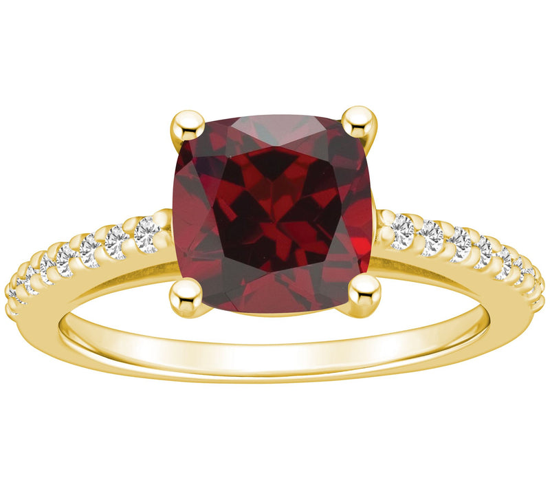 Affinity Gems Cushion Gemstone & Diamond Ring, 14K Gold — View 9