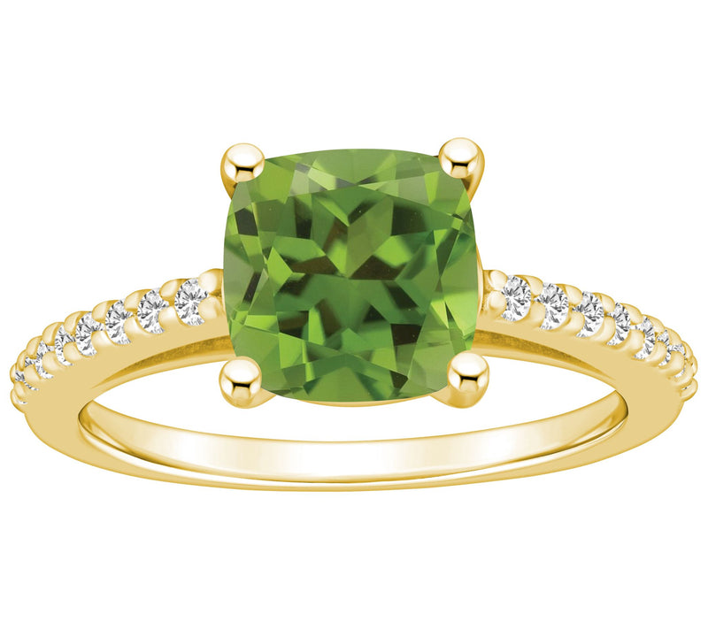 Affinity Gems Cushion Gemstone & Diamond Ring, 14K Gold — View 11