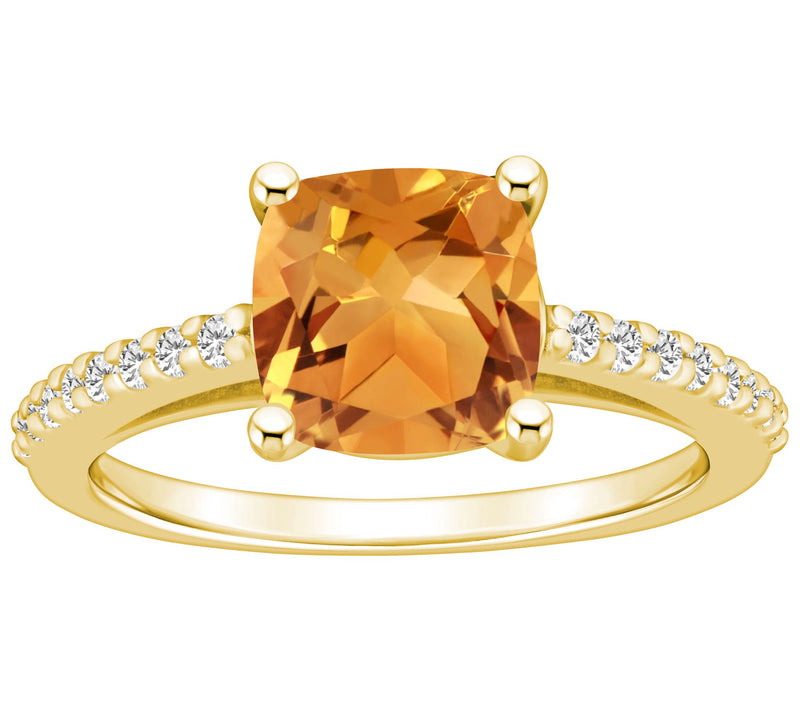 Affinity Gems Cushion Gemstone & Diamond Ring, 14K Gold — View 7