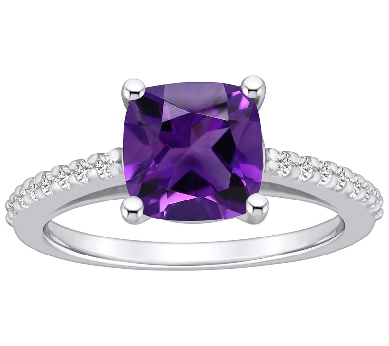 Affinity Gems Cushion Gemstone & Diamond Ring,4K White Gold — Main view