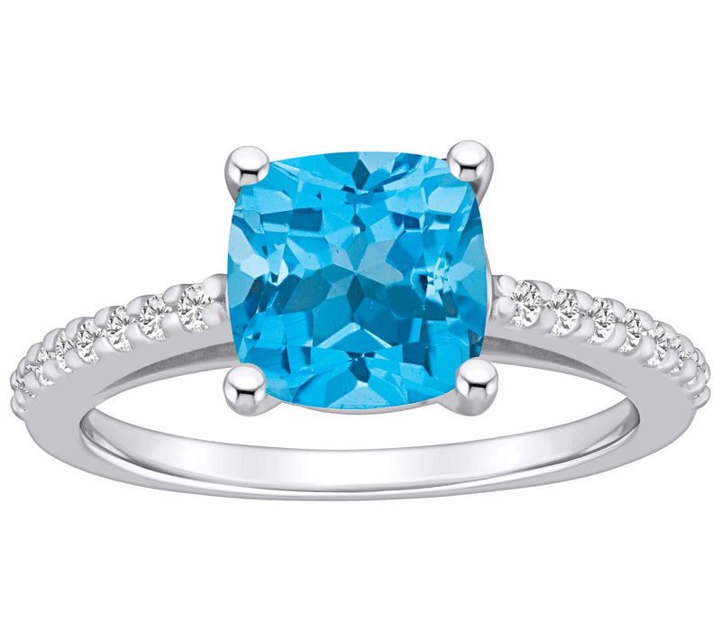 Affinity Gems Cushion Gemstone & Diamond Ring,4K White Gold — View 5