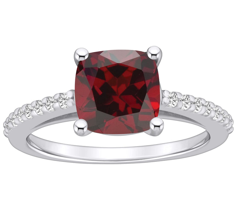 Affinity Gems Cushion Gemstone & Diamond Ring,4K White Gold — View 9